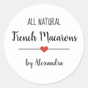 French Macarons white script Classic Round Sticker