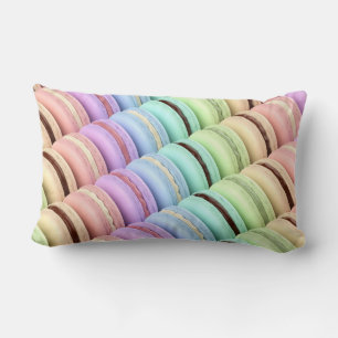 French macarons with different colors and flavors lumbar pillow