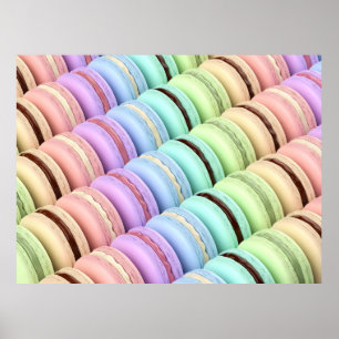 French macarons with different colors and flavors poster