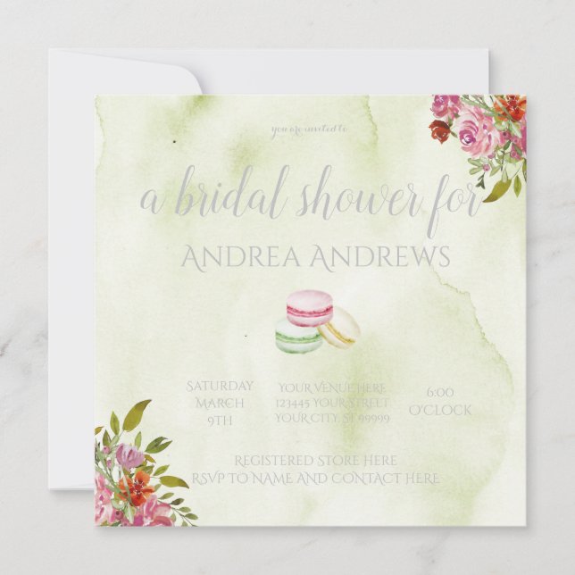 French Macaroon Bridal Shower Invitation (Front)
