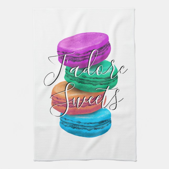 French macaroon cookies kitchen towel design (Vertical)