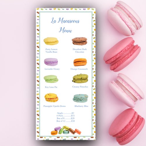 French Macaroons Bakery Flavor Price Menu
