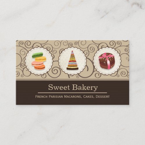 French Macaroons - Custom Dessert Bakery Store Business Card Template