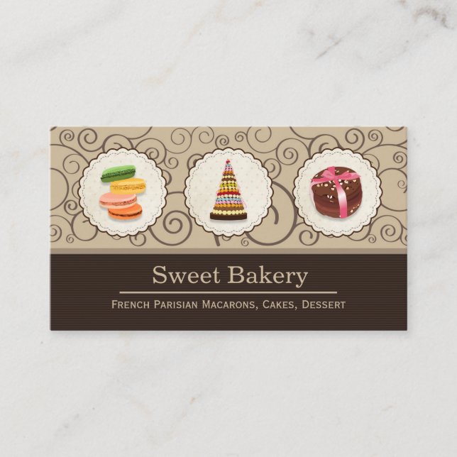 French Macaroons - Custom Dessert Bakery Store Business Card (Front)