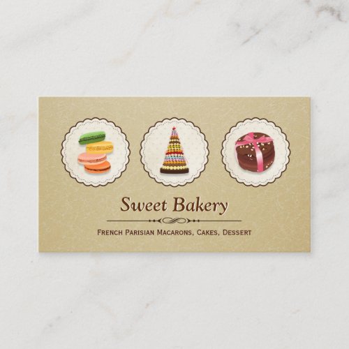 French Macaroons - Custom Dessert Bakery Store Business Card Templates