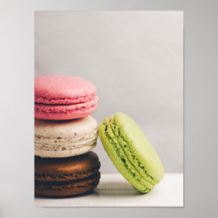 French macaroons in pastel vintage colors poster
