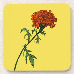 French Marigold Flower Plant Lover Gardener Beverage Coaster