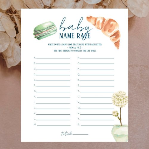 French Market _ Baby Shower Name Race Game