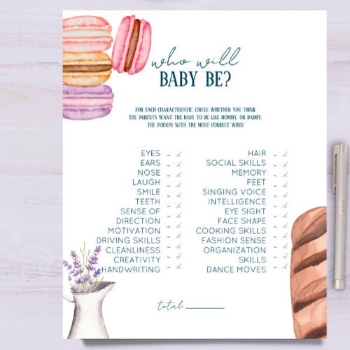 French Market _ Baby Shower Who Will Baby Be Game