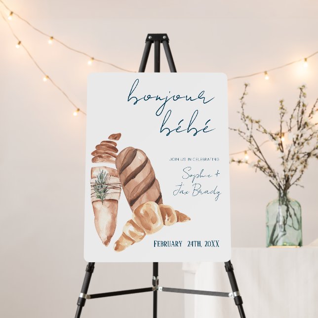 French Market - Baguette - Baby Shower Invitation Foam Board (In Situ (Stand))