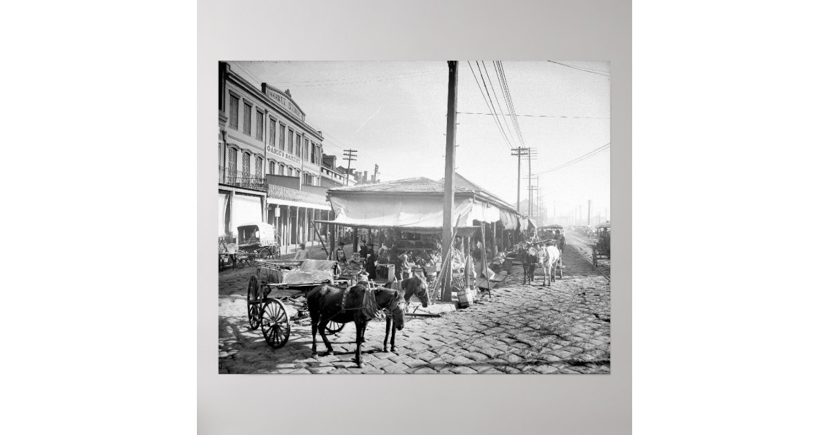 French Market in New Orleans, 1906. Vintage Photo Poster