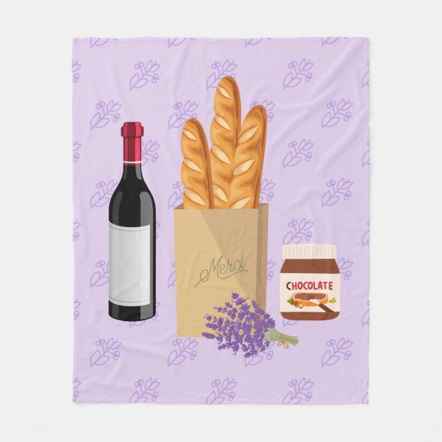 French Market Lavender Fleece Blanket (Front)