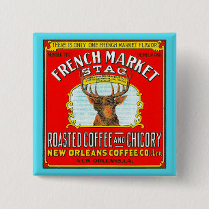 French Market Stag Roasted Coffee and Chicory Button