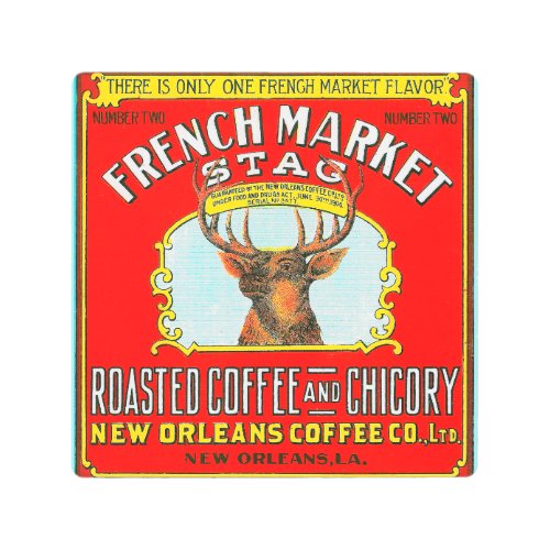 French Market Stag Roasted Coffee and Chicory Metal Print