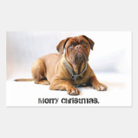 French Mastiff Deadpan Dog Merry Christmas Sticker