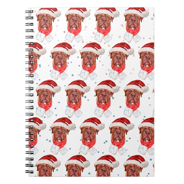 French Mastiff Dog Breed Christmas Notebook (Front)