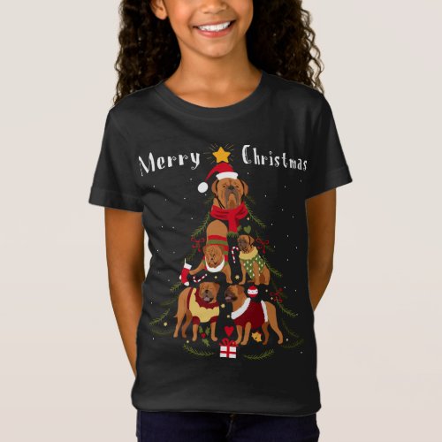 French Mastiff Dogue de Bordeaux Christmas Tree Xm T_Shirt