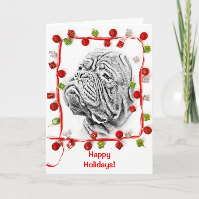 French Mastiff Holiday Card (Front)