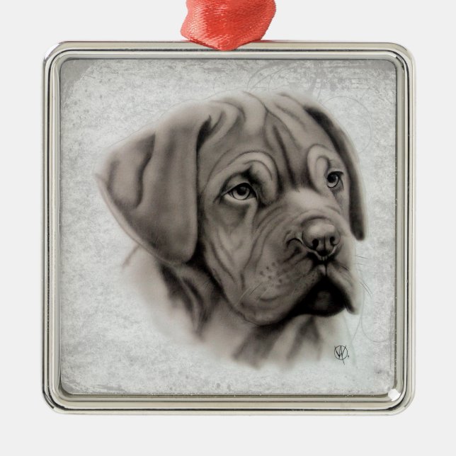 French Mastiff Metal Ornament (Front)