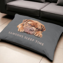 French Mastiff Puppy Brown Rectangular Dog Bed