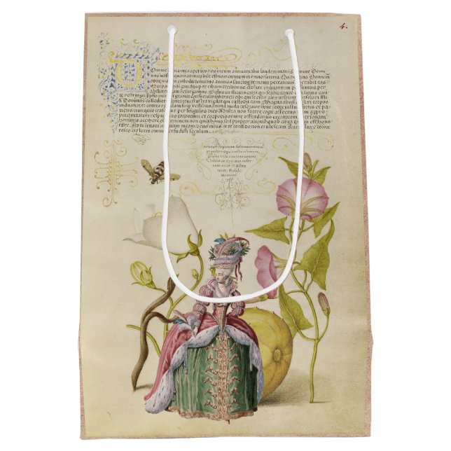 French Medieval Lady and Script Gift Bag (Back)