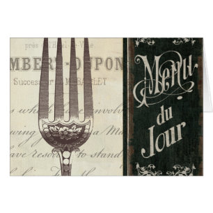French Menu and Fork Cards