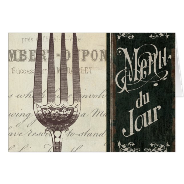 French Menu and Fork Cards (Front Horizontal)