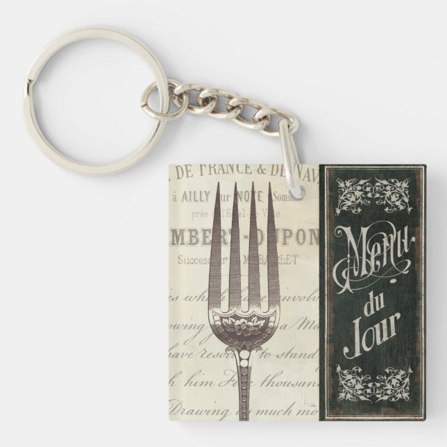 French Menu and Fork Keychain (Front)