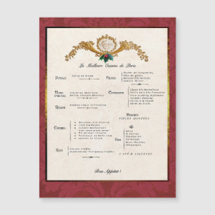French Menu Holiday Fridge Decor Magnetic Card