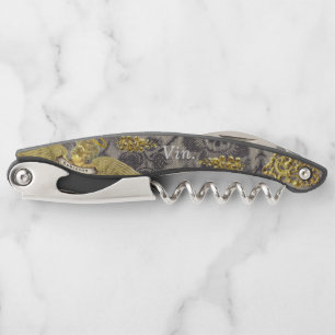 French Menu "Vin" Elegant Corkscrew (Black)