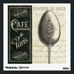 French Menu Wall Sticker<br><div class="desc">© Pela Studio / Wild Apple. An image of a spoon with a menu on the side. There are words written on the tan colored background behind the spoon.</div>