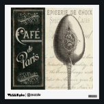 French Menu Wall Sticker<br><div class="desc">© Pela Studio / Wild Apple. An image of a spoon with a menu on the side. There are words written on the tan colored background behind the spoon.</div>