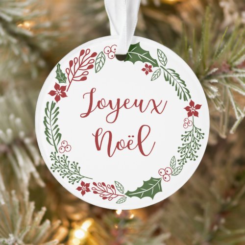 French Merry Christmas Wreath Joyeux Nol Ornament