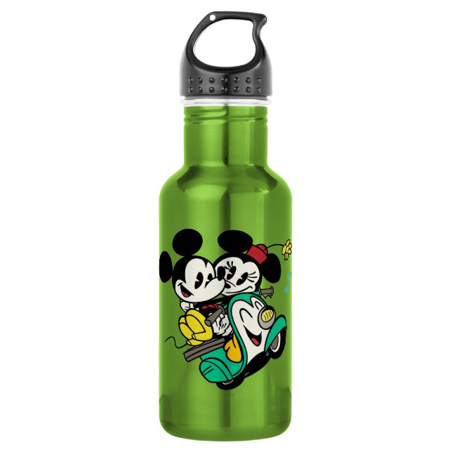 French Mickey | Mickey and Minnie on Vespa Stainless Steel Water Bottle (Front)
