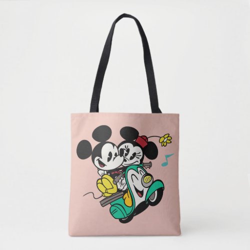 French Mickey  Mickey and Minnie on Vespa Tote Bag