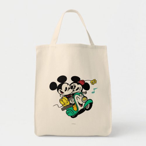 French Mickey  Mickey and Minnie on Vespa Tote Bag