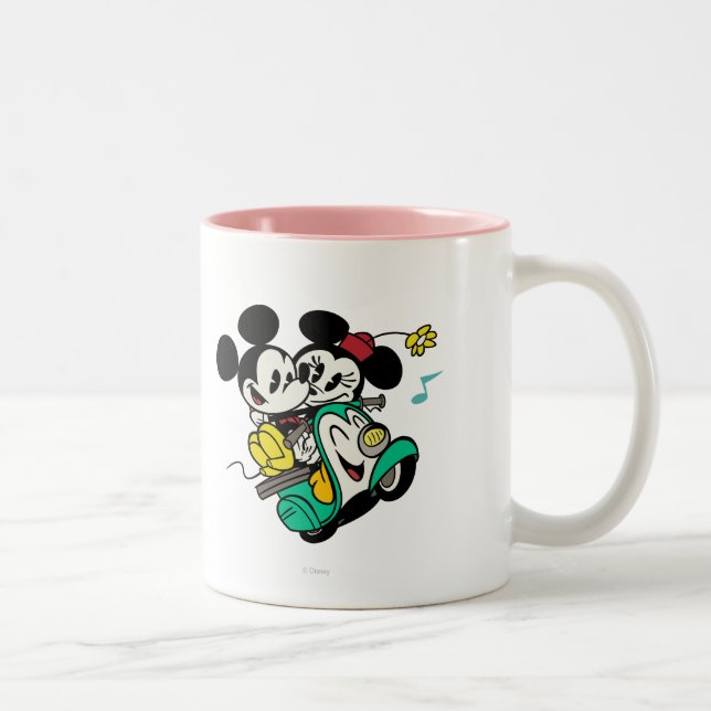 French Mickey | Mickey and Minnie on Vespa Two-Tone Coffee Mug (Right)