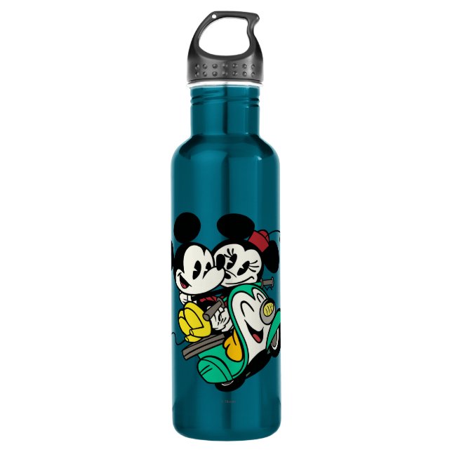 French Mickey | Mickey and Minnie on Vespa Water Bottle (Front)