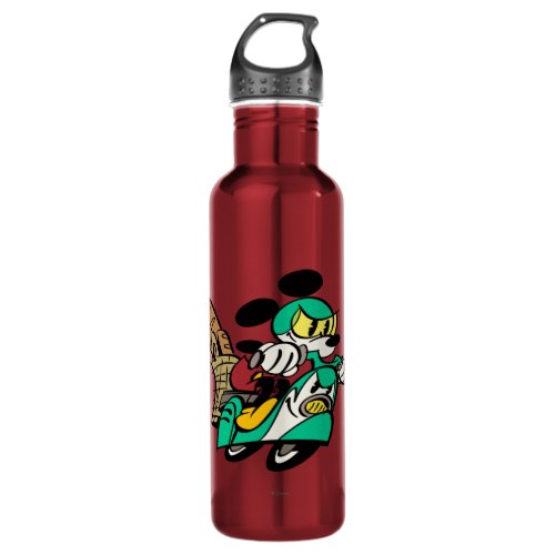 French Mickey  Racing in Vespa Stainless Steel Water Bottle