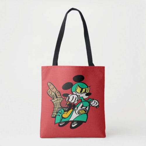 French Mickey  Racing in Vespa Tote Bag