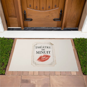 French Midnight Theatre Red Lips Kiss Doormat