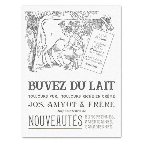 French Milk Cow Advertisement Vintage Decoupage    Tissue Paper