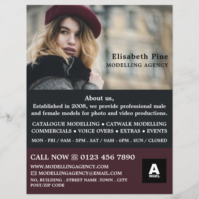 French Model, Modelling Agency, Model Agent Flyer (Front)