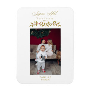 French Modern Elegant Joyeux Noël Photo Family Magnet