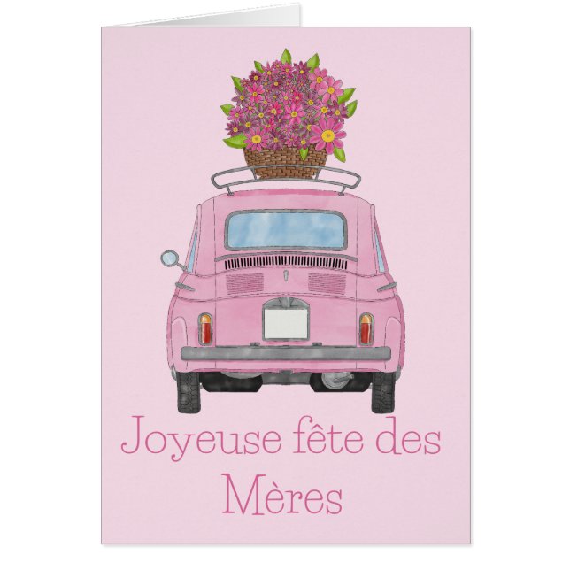 French mother's day Fiat 500  Cards (Front)