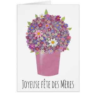 French mother's day Pink bouquet of flowers Cards