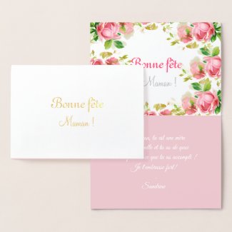 French Mother's Day with roses - Foil Card