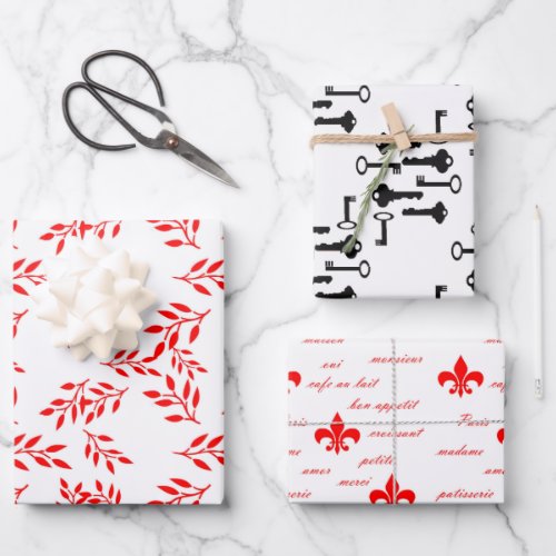 French Motif Assorted Wrapping Paper Sheets