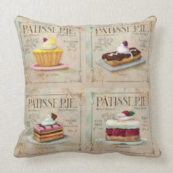 French Multi Patisserie Pillow by FionaStokesGilbert at Zazzle