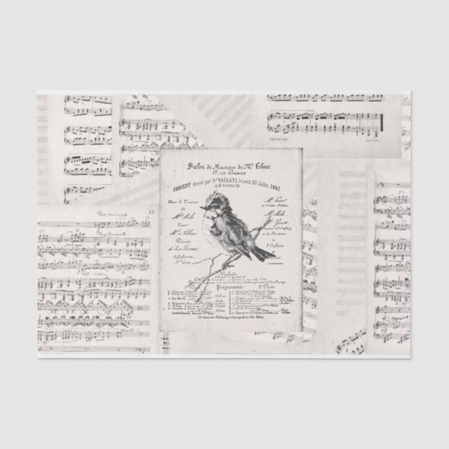 French Music Concert Bird Sheet Music Vintage (Front)